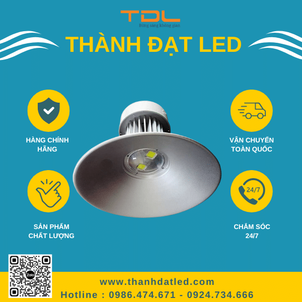 Đèn Led Nhà Xưởng Highbay 2 Mắt 100W