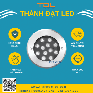 đèn led âm nước đế chôn 18w